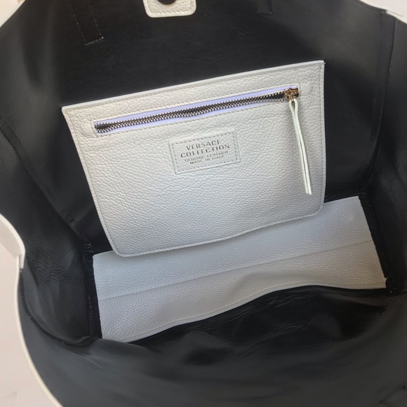 VERSACE COLLECTION PEBBLED LEATHER LARGE TOTE - Picture 6 of 6